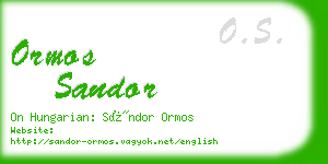 ormos sandor business card